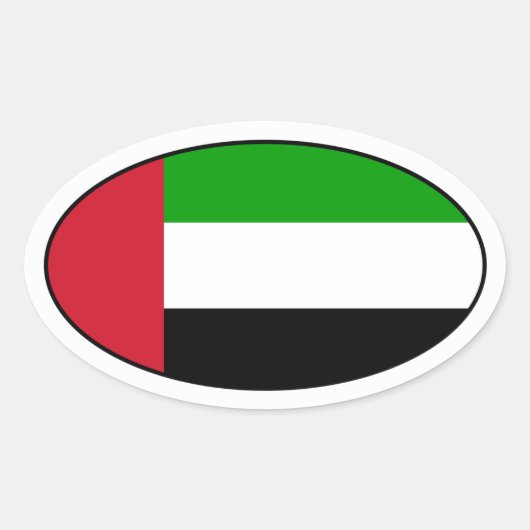 アラブ統一された首長国連邦国旗の楕円ステッカー 楕円形シール (正面)