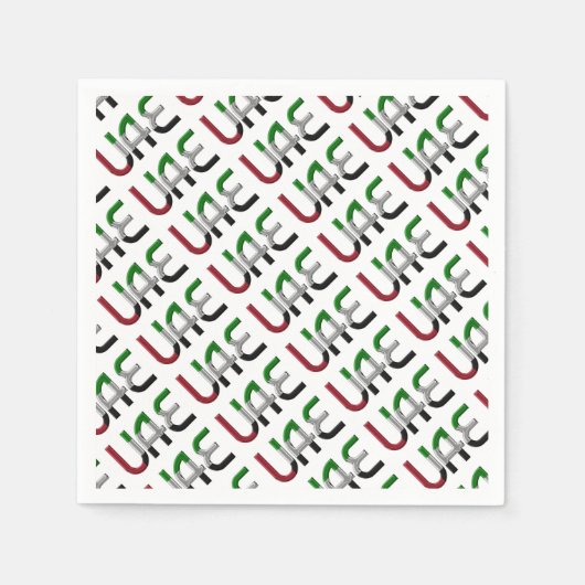 アラブ統一された首長国連邦国旗の色タイポグラフィ スタンダードカクテルナプキン (正面)