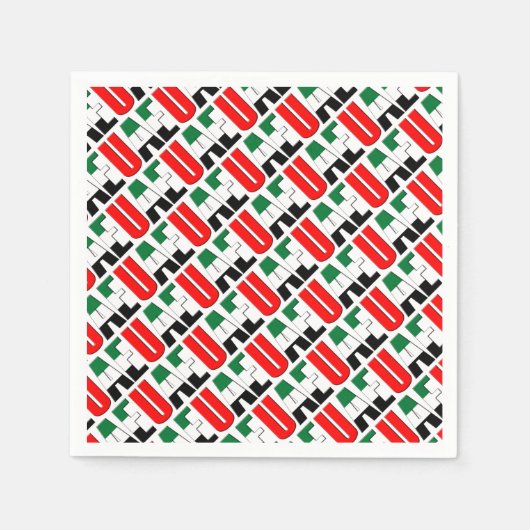 アラブ統一された首長国連邦国旗の色タイポグラフィ スタンダードカクテルナプキン (正面)