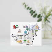 アラブ統一された首長国連邦地図ランドマーク観光客 ポストカード (スタンド正面)