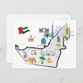 アラブ統一された首長国連邦地図ランドマーク観光客 ポストカード (正面/裏面)