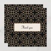 アラブ金ゴールドブラックパターン サンキューカード (正面/裏面)