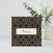 アラブ金ゴールドブラックパターン サンキューカード (スタンド正面)