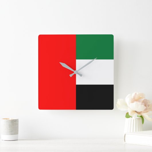 アラブ首長国の旗を掲げ統一されたた時計 スクエア壁時計 (ホーム)