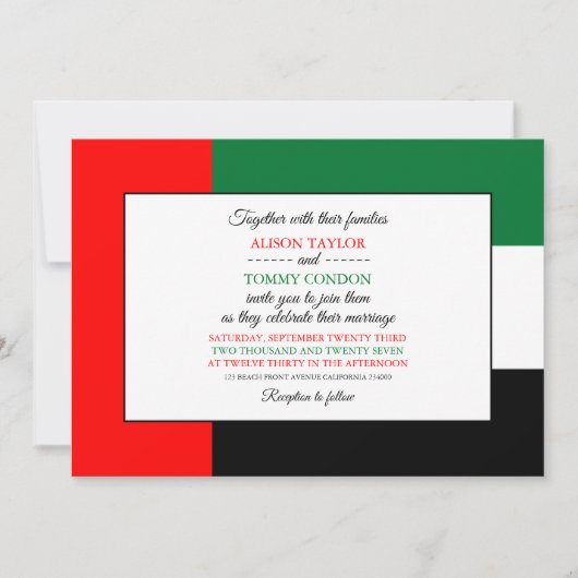 アラブ首長国統一された国国旗結婚 招待状 (正面)