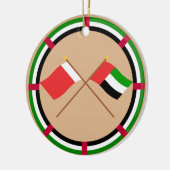 アラブ首長国連邦およびドバイによって交差させる旗 セラミックオーナメント (左)