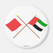 アラブ首長国連邦とドバイが国境を越えた国旗 マグネット (正面)