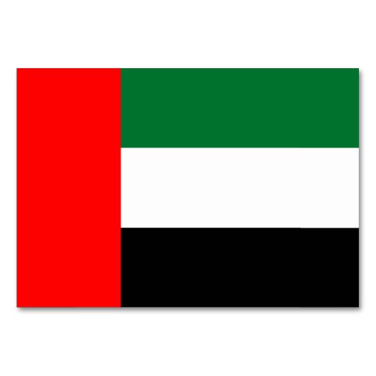 アラブ首長国連邦の国旗を掲げた愛国的なテーブルカード テーブルナンバー (正面)