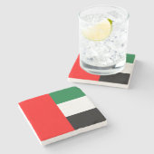 アラブ首長国連邦の国旗を掲げた石コースター ストーンコースター (横)