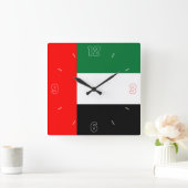 アラブ首長国連邦の国旗Red Black Green White Numbers Patriotic スクエア壁時計 (ホーム)