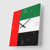 アラブ首長国連邦の国旗Red Black Green White Numbers Patriotic スクエア壁時計 (傾斜)
