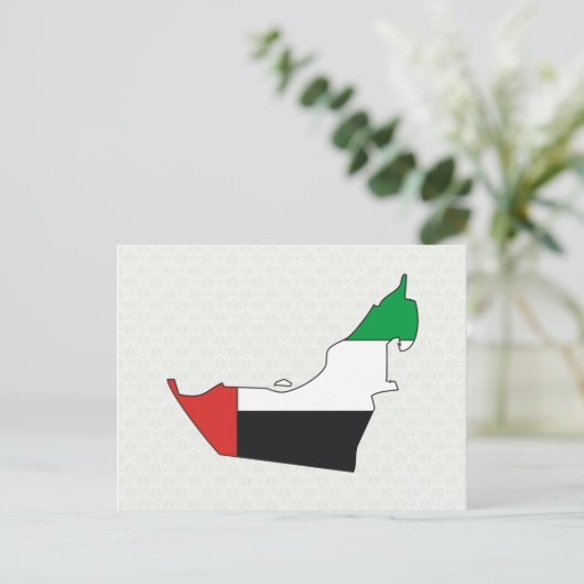アラブ首長国連邦の旗の地図(フルサイズ) ポストカード (スタンド正面)