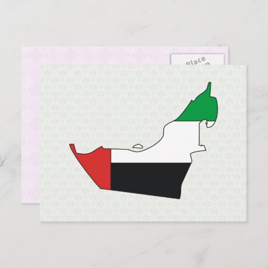 アラブ首長国連邦の旗の地図(フルサイズ) ポストカード (正面/裏面)