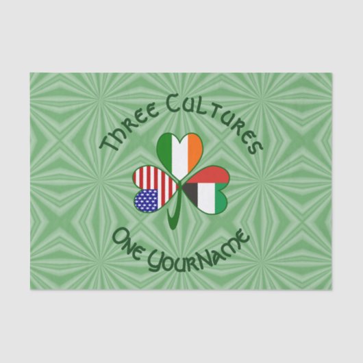 アラブ首長国連邦アイルランドUSAフラッグスシャムロパーソナライズされたック 薄葉紙 (正面)