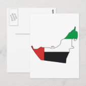 アラブ首長国連邦国旗の地図 ポストカード (正面/裏面)