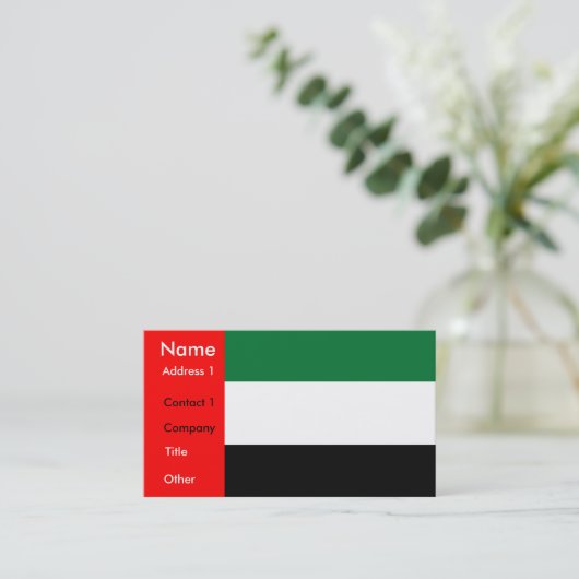 アラブ首長国連邦統一された旗を持つ名刺 名刺 (スタンド正面)