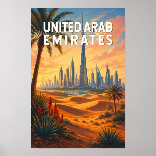 アラブ首長国連邦 イラスト 旅行 アート ポスター (正面)