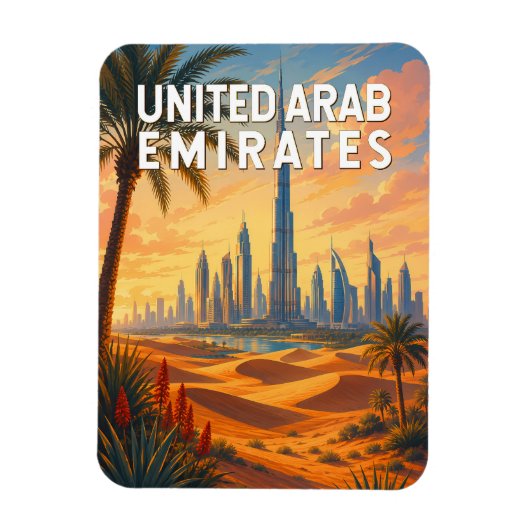 アラブ首長国連邦 イラスト 旅行 アート マグネット (縦)