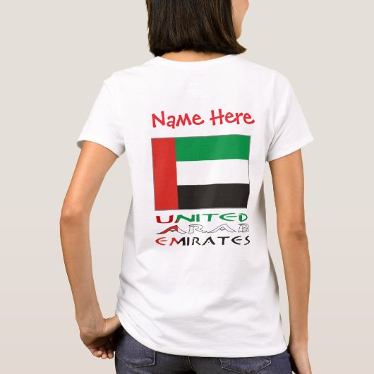 アラブ首長国連邦 UAE 旗 赤 個人名カスタマイズ Tシャツ (裏面)