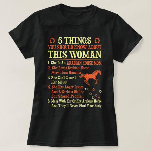 アラブ馬ママの知っておきたい5つのこと Tシャツ (デザイン正面)