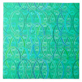 アラベスクのダマスク織-水およびターコイズ タイル (正面)