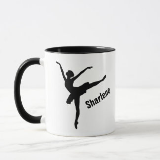 アラベスクのバレエポーズのシルエット マグカップ