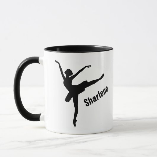 アラベスクのバレエポーズのシルエット マグカップ (左)