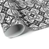 アラベスクのモザイクのタイル模様の白黒 ラッピングペーパー (ロールコーナー)