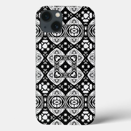 アラベスクのモザイクのタイル模様の白黒 Case-Mate iPhoneケース (裏面)