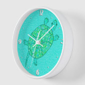 アラベスクの渦巻のカメ- seafoamの陰は緑化します 壁時計 (傾斜)