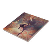 アラベスクの金のバラの渦巻き旋回とダンスのデジタルアート タイル (側面)