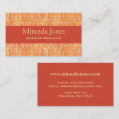 アラベスクダマスク – サンゴとマンダリンオレンジ 名刺 (正面/裏面)