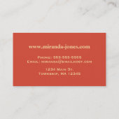 アラベスクダマスク – サンゴとマンダリンオレンジ 名刺 (裏面)