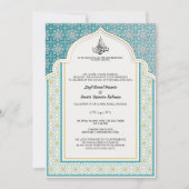 アラベスクティール（緑がかった色）とパールホワイトイスラム結婚ズ 招待状 (正面)