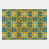 アラベスクデザイン黄色とターコイズセット3 ラッピングペーパーシート (正面2)