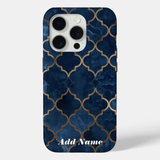 アラベスクトレリス電話ケース – ブルー&金ゴールドウォーターコ Case-Mate iPhoneケース (裏面)