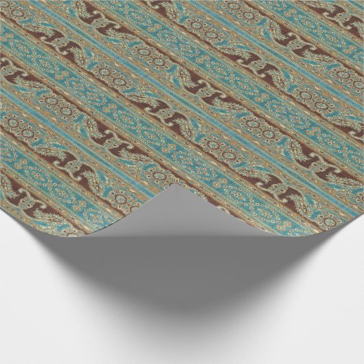 アラベスクファブリックペイズリーオリエンタルデザイン ラッピングペーパー (角)