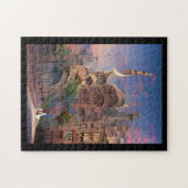 アラベスクファンタジー住居ヤシの木デジタルアート ジグソーパズル (横)