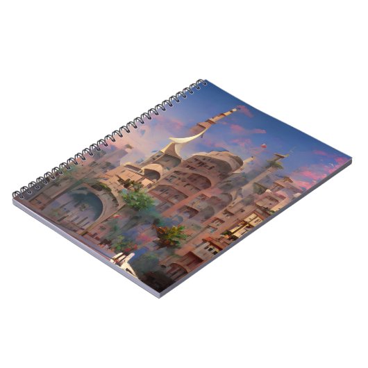 アラベスクファンタジー住居ヤシの木デジタルアート ノートブック (左側)