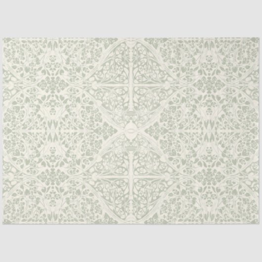 アラベスクフローラつる植物セージグリーンアイボリーデクページ 薄葉紙 (正面)