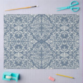 アラベスクフローラつる植物ブルーアイボリーLGデクページ 薄葉紙 (クラフト)