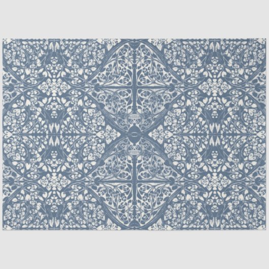 アラベスクフローラつる植物ブルーアイボリーLGデクページ 薄葉紙 (正面)