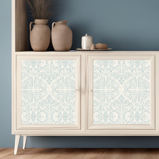 アラベスクフローラつる植物ブルーアイボリーLGデクページ 薄葉紙