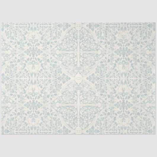 アラベスクフローラつる植物ブルーアイボリーLGデクページ 薄葉紙 (正面)