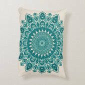 アラベスクマンダラピロー – ティール（緑がかった色）幾何学模様アクセントC アクセントクッション (裏面(縦))