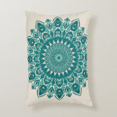 アラベスクマンダラピロー – ティール（緑がかった色）幾何学模様アクセントC アクセントクッション (正面(垂直))