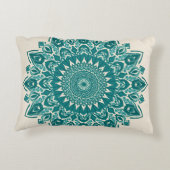 アラベスクマンダラピロー – ティール（緑がかった色）幾何学模様アクセントC アクセントクッション (裏面)