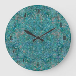 アラベスク文様　ターコイズメランジェベース ラージ壁時計