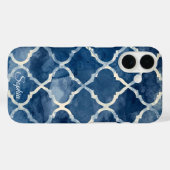 アラベスク格子柄フォンケース - ブルーウォーターカラー幾何学 Case-Mate iPhoneケース (裏面 (横))