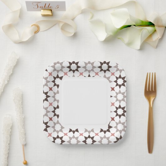 アラベスク模様スクエア紙プレート ペーパープレート (ウェディング)